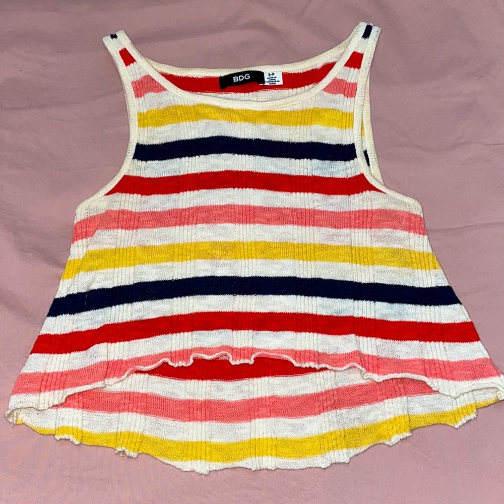 UO BDG knitted cream red pink yellow navy blue striped tank